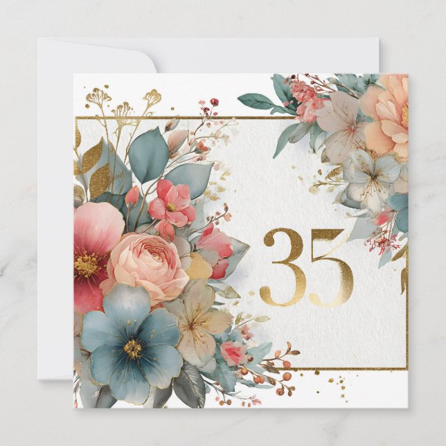 Cadre floral avec numéro 35 pour l'anniversaire (Devant)