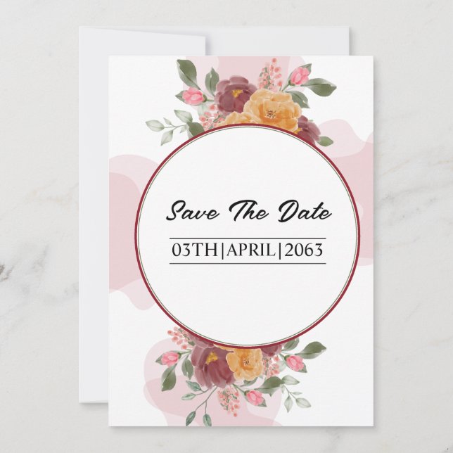 Cadre Floral Carte de mariage d'hiver Invitation (Dos)