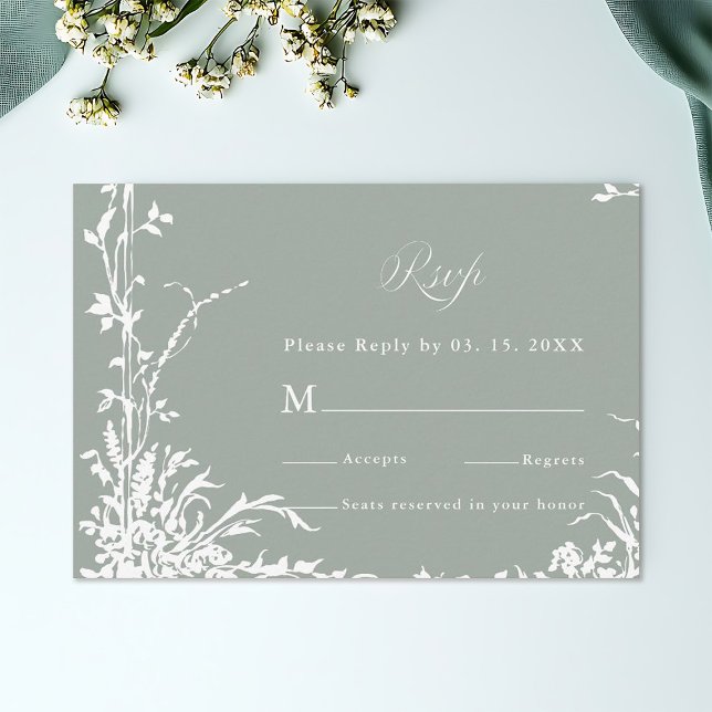 Cadre Floral Classique Mariage Réponse Sage Vert (Créateur téléchargé)