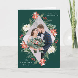Cadre floral d'hiver Carte photo de vacances pli