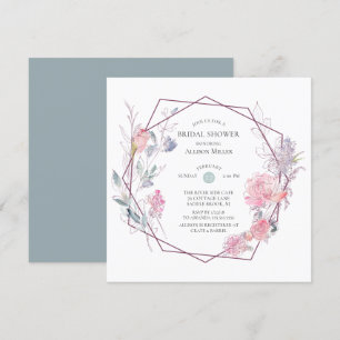 Cadre floral géométrique Invitation à la douche nu