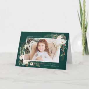 Cadre floral hivernal Carte de vœux photo pour l