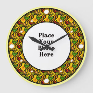 Cadre Floral Jaune Votre horloge murale Photo