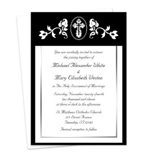 Cadre floral noir - Invitations de mariage orthodo
