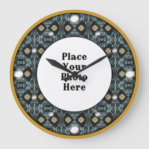 Cadre Floral Or Votre horloge murale Photo