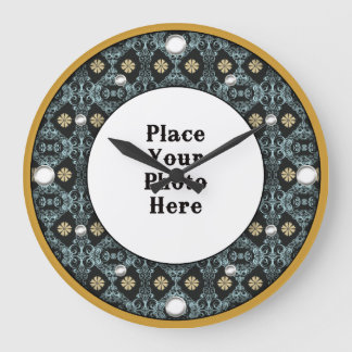 Cadre Floral Or Votre horloge murale Photo