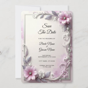 Cadre Floral Rose Invitation Anticipée