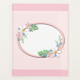Cadre floral rose rond enfants ressort personniza 