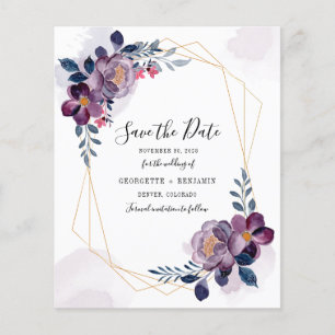 Cadre géométrique de budget Fleur violet Enregistr