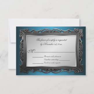 Cadre gothique Bleu RSVP Cartes de réponse