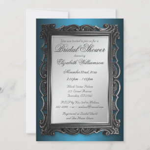 Cadre gothique Gris Bleu Nuptiale Invitations de d