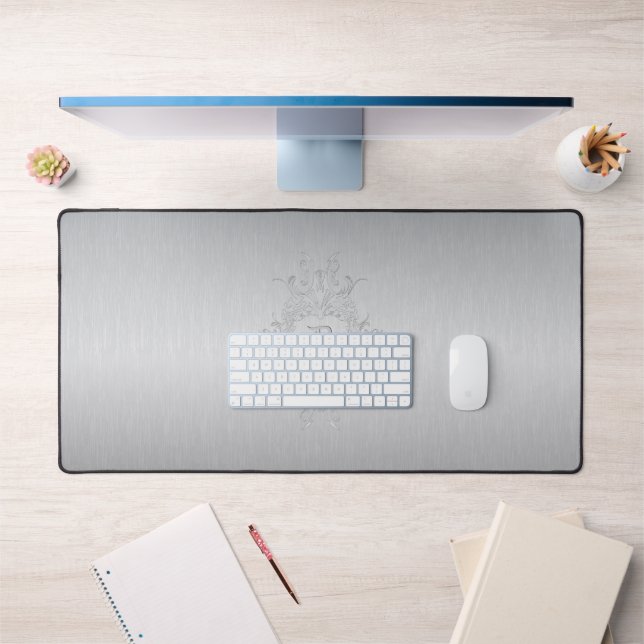 Cadre gris et aluminium brossé avec initiale perso (Bureau 1)