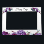 Cadre Magnétique Joyeux Jours Personnalisables Purple Floral<br><div class="desc">Personnaliser avec une ligne de texte. Ajoutez l'emplacement,  l'année,  l'événement ou les noms selon vos besoins. Décrivez vos moments inoubliables dans ce cadre original de photo à fleurs violettes. Capturez ces occasions spéciales</div>