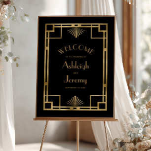 Cadre Noir de Mariage Or Déco Vintage Années 20