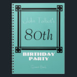 Cadre noir rétro 80e Anniversaire de fête Livre d'<br><div class="desc">Style vintage et rétro pour ce livre d'hôtes personnalisable de 80e anniversaire de fête avec un cadre noir et une ombre portée légère. Vous pouvez facilement modifier l'arrière - plan de couleur et le texte (police,  couleur,  taille et position) en cliquant sur le bouton personnaliser.</div>