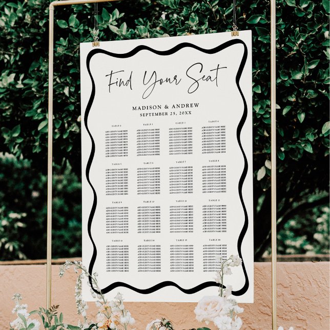 Cadre ondulé moderne crème 16 places tableau de di (Créateur téléchargé)