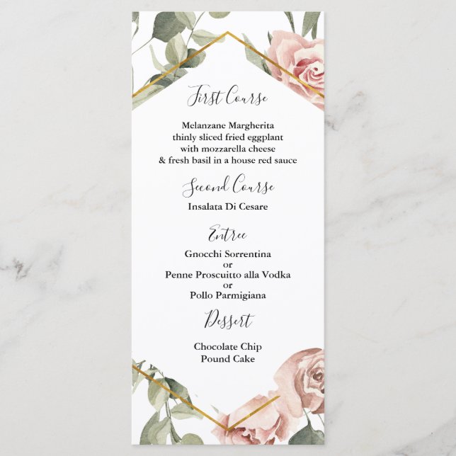 Cadre or avec rose quinceañera Menu Modèle (Devant)