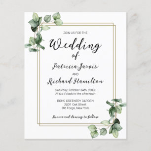 Cadre Or Faire-part de mariage Budget de la verdur