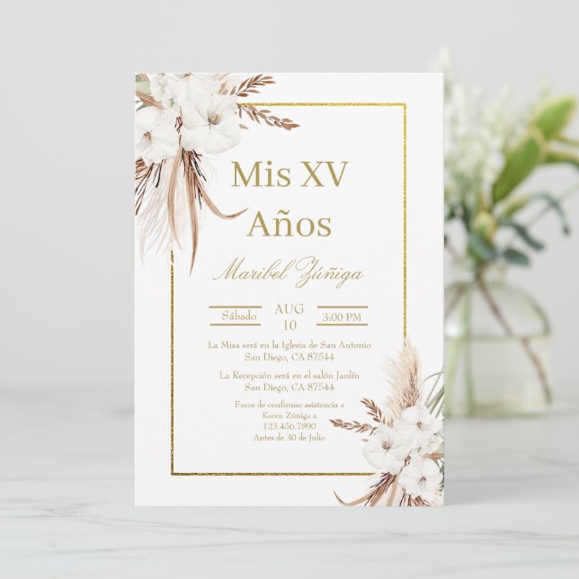 Cadre or Quinceanera invitation (Debout devant)