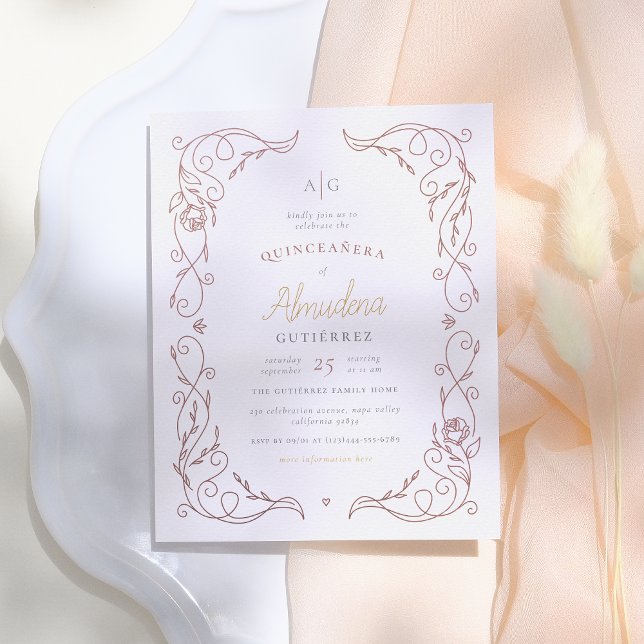 Cadre Or Rose Budget Elegant Quinceañera Photo (Créateur téléchargé)