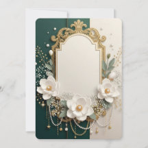 Cadre Orné Doré et Magnolia Blanc Élégant