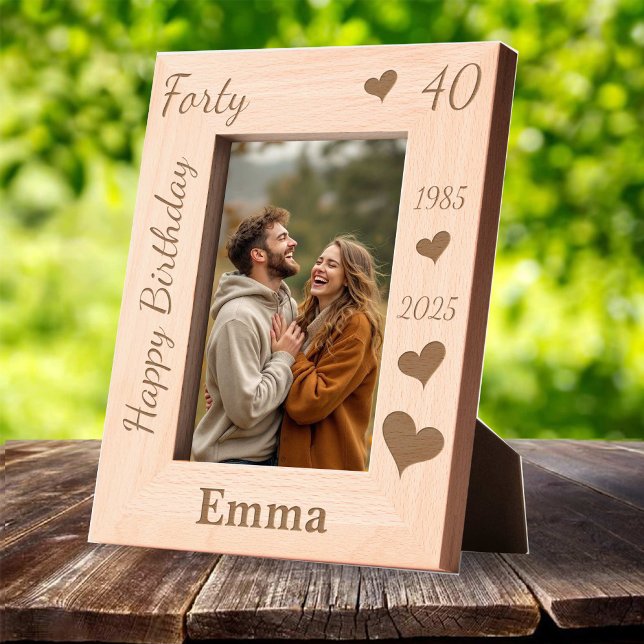 Cadre photo 40e anniversaire de mariage avec nom c (wife 40th Birthday Photo frame with name heart Engraved Frames)