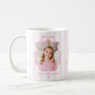 Cadre photo à rayures roses Mug Grand-mère Café