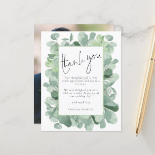 Cadre photo de mariage merci en eucalyptus pas che