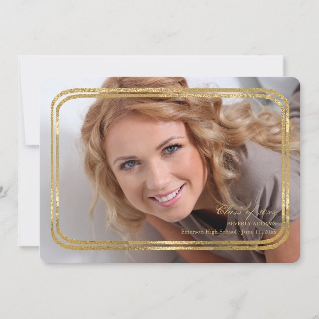 Cadre photo double mince en or pour invitation de  (Devant)