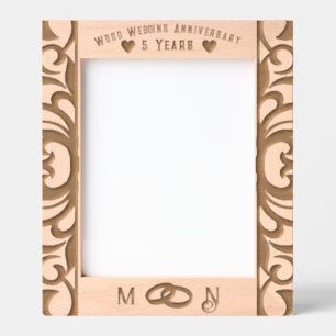 Cadre photo en bois du 5e anniversaire personnalis