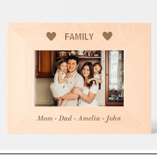 Cadre photo en bois personnalisé avec nom de famil