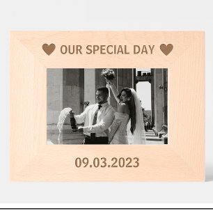 Cadre photo en bois personnalisé date de mariage