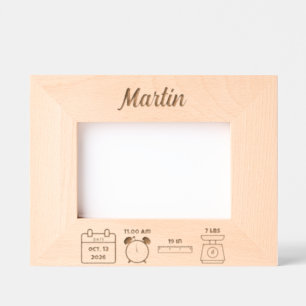 Cadre photo en bois personnalisé pour nouveau-né