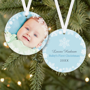 Cadre Photo Flocon de Neige Premier Noël Bébé Garç