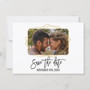 Cadre photo floral blanc vert or Save The Date