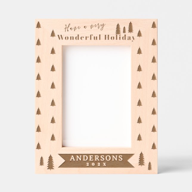 Cadre photo gravé laser de l'arbre de Noël (Recto)