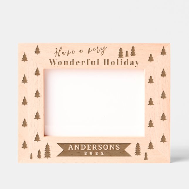 Cadre photo gravé laser de l'arbre de Noël (Recto)