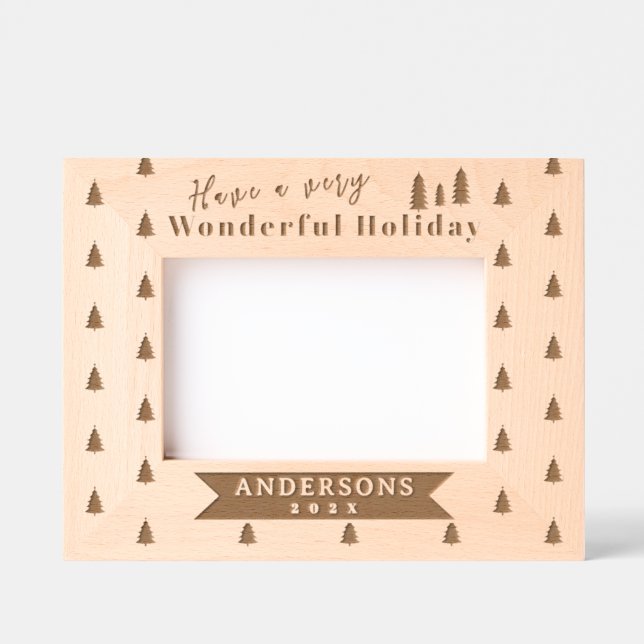 Cadre photo gravé laser de l'arbre de Noël (Recto)