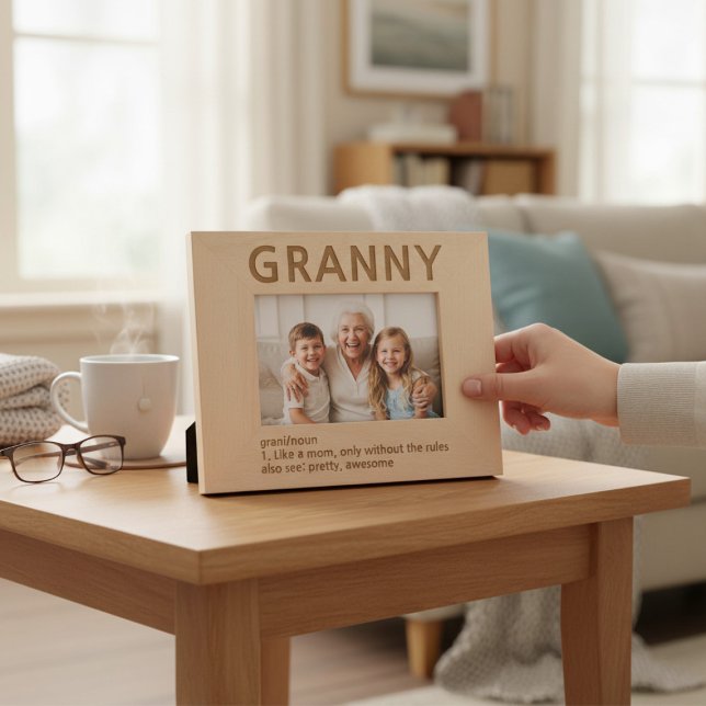 Cadre photo gravé laser Granny Definition (Créateur téléchargé)
