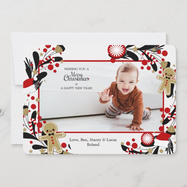 Cadre Photo Men de Pain d'Épice Carte de Fêtes (Devant)