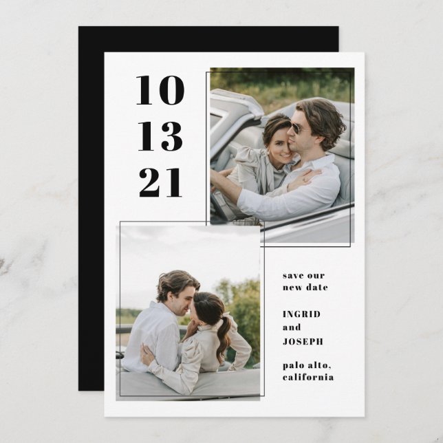 Cadre photo moderne plat Enregistrer la carte de d (Devant / Derrière)