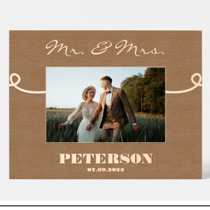 Cadre photo personnalisé en bois pour mariage M. e