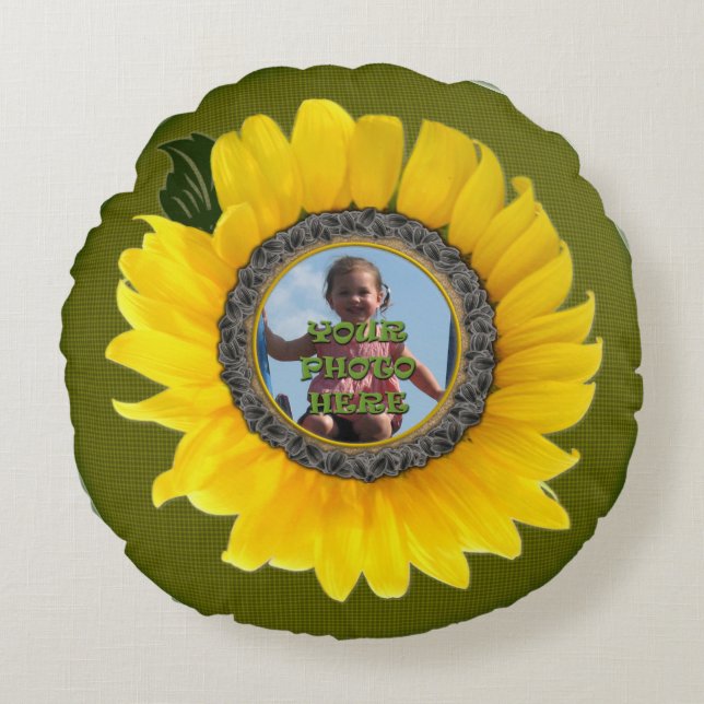 Cadre photo tournesol Coussin rond (Devant)