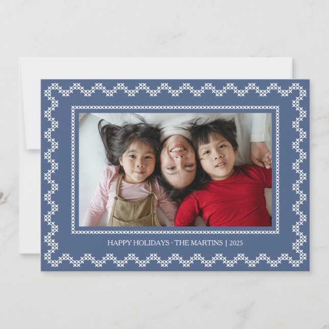 Cadre point de croix joyeuses fêtes Carte de Noël (Devant)