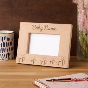 Cadre Prénom Bébé Éléphant - Safari Personnalisée