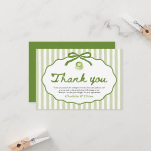 Cadre rayé vert sauge Arc Matcha Carte de remercie
