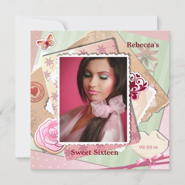 Cadre romantique Photo Invitation (Devant)