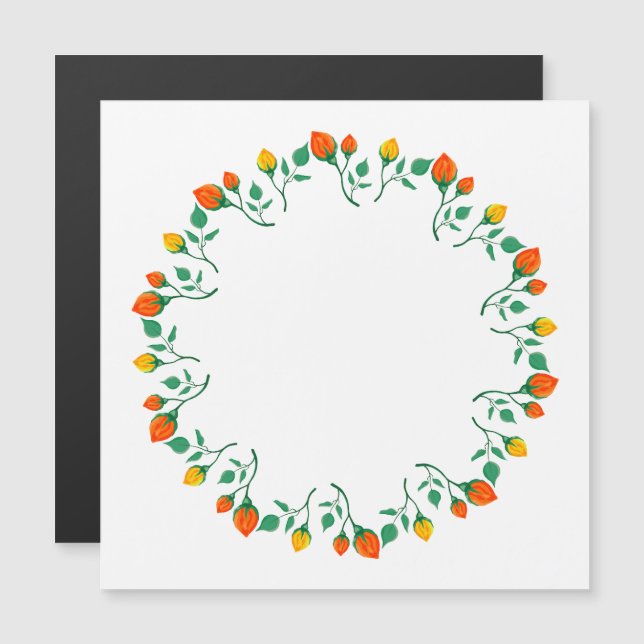 Cadre rond floral avec fleurs de rose jaune et rou (Devant / Derrière)
