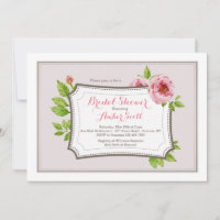 Cadre rose Peony 2 Invitation