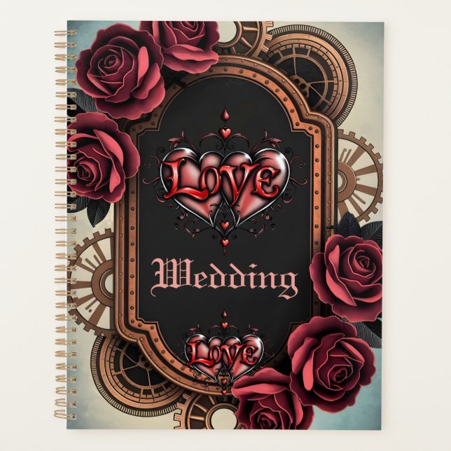 Cadre Steampunk avec Roses rouges et Engrenages (Devant)